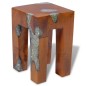 vidaXL Taburete de madera de teca maciza y resina