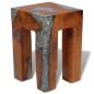 vidaXL Taburete de madera de teca maciza y resina