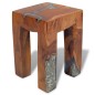 vidaXL Taburete de madera de teca maciza y resina