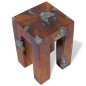 vidaXL Taburete de madera de teca maciza y resina
