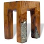 vidaXL Taburete de madera de teca maciza y resina
