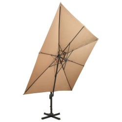 vidaXL Sombrilla voladiza con doble techo gris taupe 300x300 cm