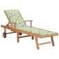 vidaXL Tumbona con cojín estampado de hojas madera maciza de teca