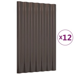 vidaXL Paneles de tejado 12 unidades acero recubierto marrón 60x36 cm