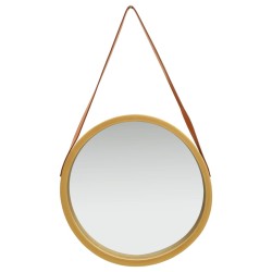 vidaXL Espejo de pared con correa dorado 50 cm