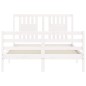 vidaXL Estructura de cama con cabecero madera maciza blanco 120x200 cm vidaXL Estructura de cama con cabecero madera maciza blanco 120x200 cm