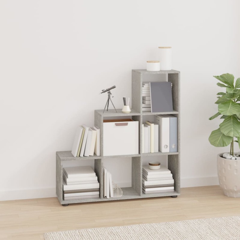 vidaXL Estantería forma de escalera madera contrachapada gris hormigón vidaXL Estantería forma de escalera madera contrachapada gris hormigón