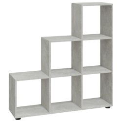 vidaXL Estantería forma de escalera madera contrachapada gris hormigón