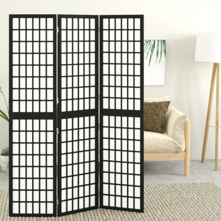 vidaXL Biombo plegable con 3 paneles estilo japonés negro 120x170 cm