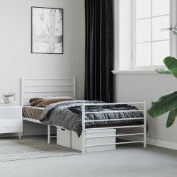 vidaXL Estructura cama metal con cabecero y pie cama blanca 75x190 cm