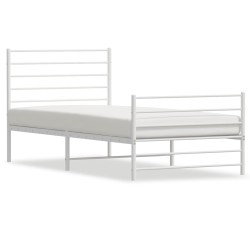 vidaXL Estructura cama metal con cabecero y pie cama blanca 75x190 cm