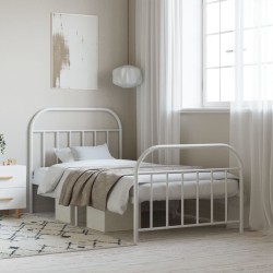 vidaXL Estructura cama metal cabecero y pie de cama blanca 100x190 cm