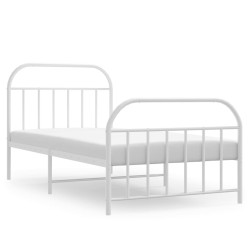 vidaXL Estructura cama metal cabecero y pie de cama blanca 100x190 cm