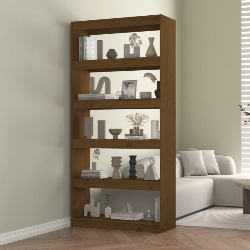 vidaXL Estantería/divisor madera de pino marrón miel 80x30x167,4 cm vidaXL Estantería/divisor madera de pino marrón miel 80x30x167,4 cm