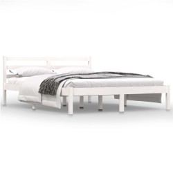 vidaXL Estructura de cama madera maciza de pino blanco 140x190 cm