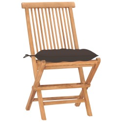 vidaXL Set comedor de jardín plegable 3 piezas madera de teca cojines