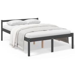 vidaXL Cama para personas mayores madera maciza pino gris 140x190 cm