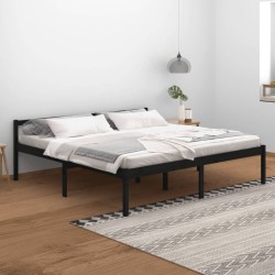 vidaXL Cama para personas mayores madera maciza pino negra 200x200 cm