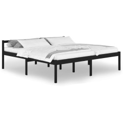 vidaXL Cama para personas mayores madera maciza pino negra 200x200 cm