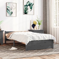 vidaXL Estructura de cama madera maciza gris 90x200 cm