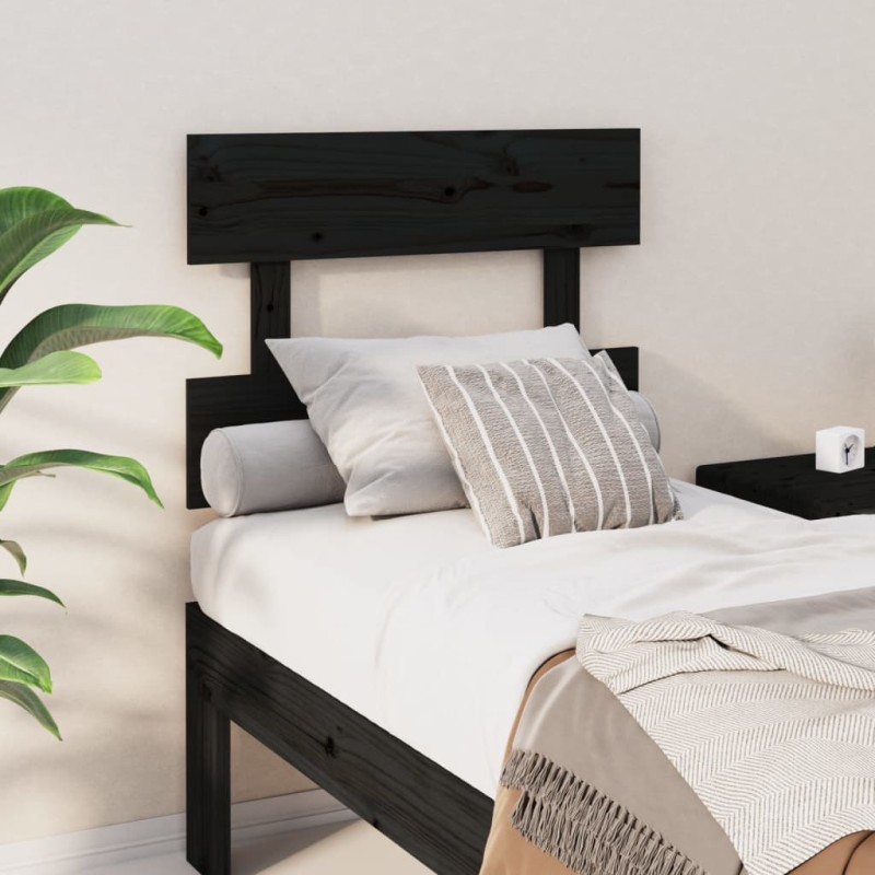 vidaXL Cabecero de cama madera maciza de pino negro 103,5x3x100 cm vidaXL Cabecero de cama madera maciza de pino negro 103,5x3x100 cm