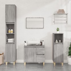 vidaXL Armario de baño madera contrachapada gris Sonoma 30x30x190 cm