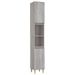 vidaXL Armario de baño madera contrachapada gris Sonoma 30x30x190 cm