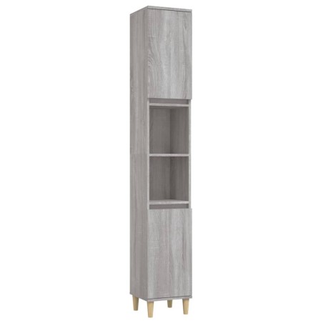 vidaXL Armario de baño madera contrachapada gris Sonoma 30x30x190 cm