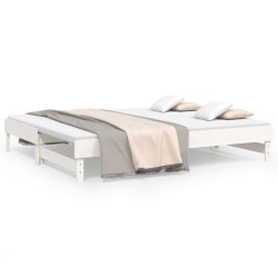 vidaXL Sofá cama extraíble madera maciza de pino blanco 2x(100x200) cm
