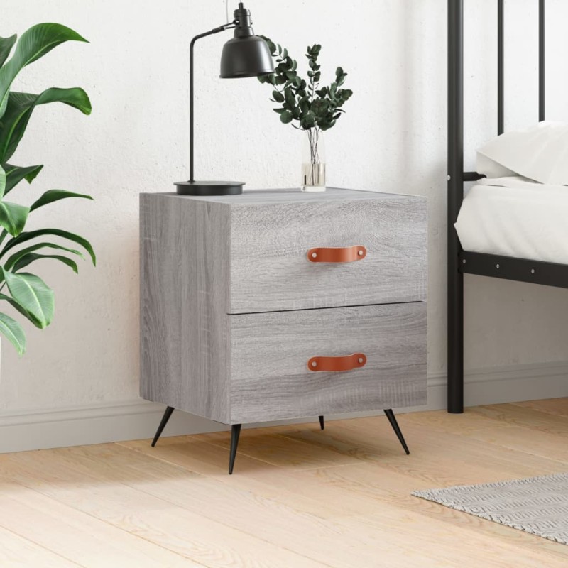 vidaXL Mesita de noche madera de ingeniería gris Sonoma 40x35x47,5 cm vidaXL Mesita de noche madera de ingeniería gris Sonoma 40x35x47,5 cm