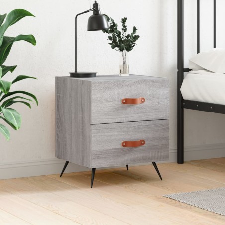 vidaXL Mesita de noche madera de ingeniería gris Sonoma 40x35x47,5 cm