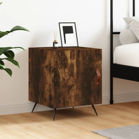 vidaXL Mesita de noche madera de ingeniería roble ahumado 40x40x50 cm