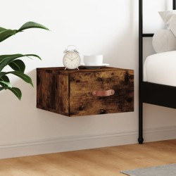 vidaXL Mesita de noche de pared color roble ahumado 35x35x20 cm
