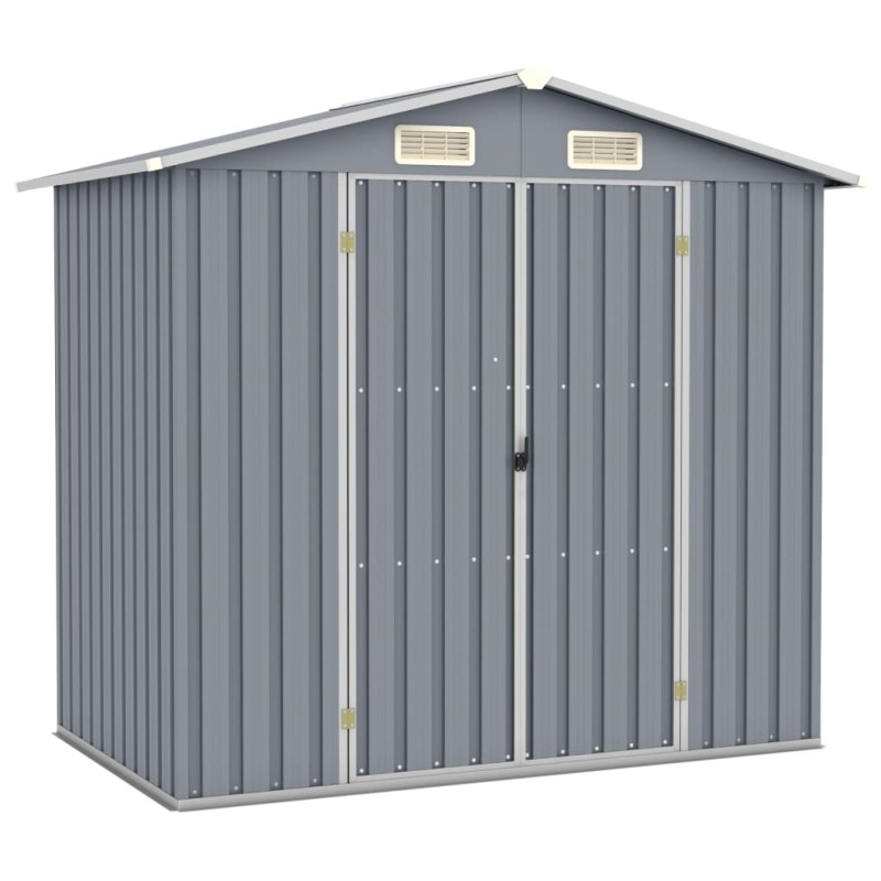 vidaXL Cobertizo de jardín acero galvanizado gris 205x129x183 cm 