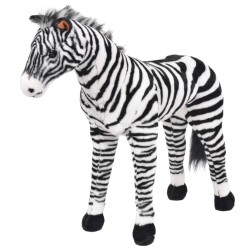 vidaXL Cebra de peluche de pie negro y blanco XXL