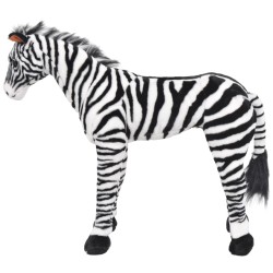 vidaXL Cebra de peluche de pie negro y blanco XXL