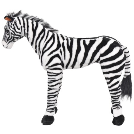 vidaXL Cebra de peluche de pie negro y blanco XXL