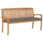 vidaXL Banco de jardín apilable con cojín madera maciza de teca 159 cm vidaXL Banco de jardín apilable con cojín madera maciza de teca 159 cm