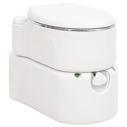 vidaXL Inodoro de camping integrado HDPE y acero blanco 24+17 L      
