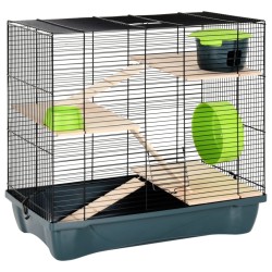 vidaXL Jaula para hámster polipropileno y metal gris 58x32x54 cm