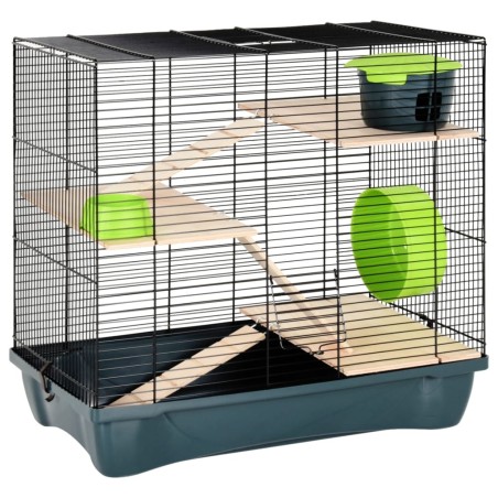 vidaXL Jaula para hámster polipropileno y metal gris 58x32x54 cm