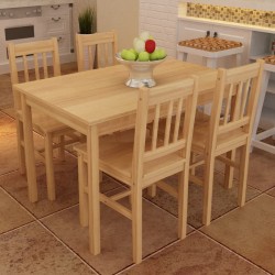 vidaXL Mesa de comedor y 4 sillasde madera color natural