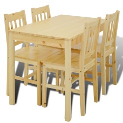 vidaXL Mesa de comedor y 4 sillasde madera color natural