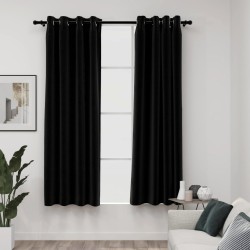 vidaXL Cortina opaca con ojales look lino 2 pzas antracita 140x175 cm