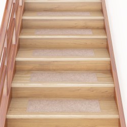 vidaXL Alfombrillas autoadhesivas escaleras 15 uds marrón 76x20 cm
