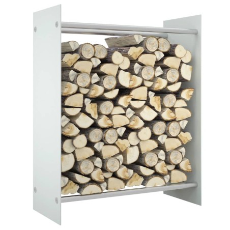 vidaXL Leñero de vidrio templado blanco 80x35x100 cm
