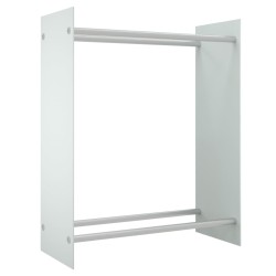 vidaXL Leñero de vidrio templado blanco 80x35x100 cm