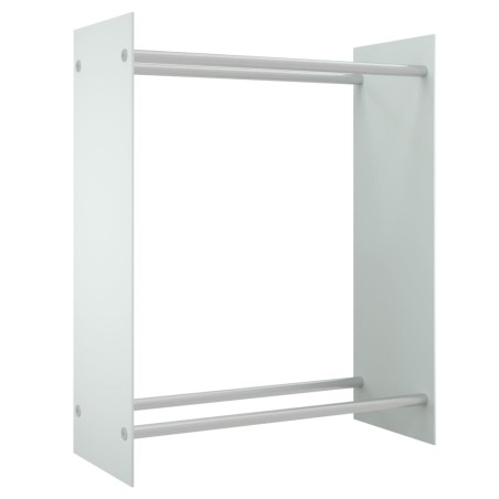 vidaXL Leñero de vidrio templado blanco 80x35x100 cm