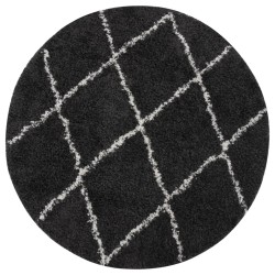 vidaXL Alfombra de pelo largo color crema y gris antracita φ120 cm