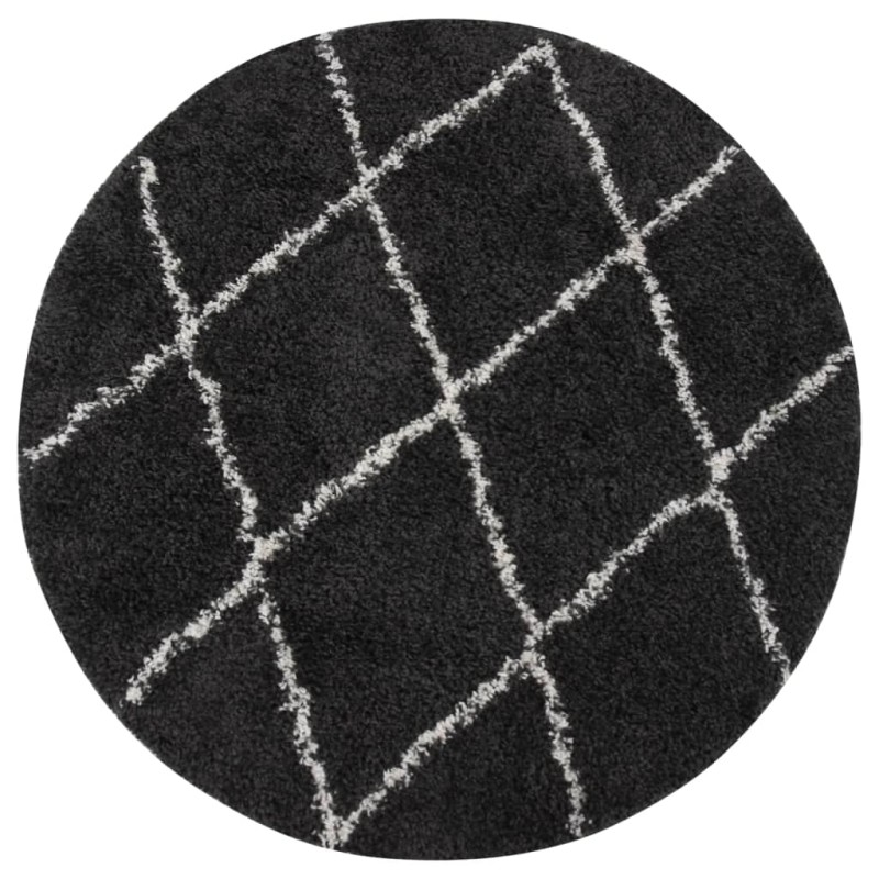 vidaXL Alfombra de pelo largo color crema y gris antracita φ120 cm